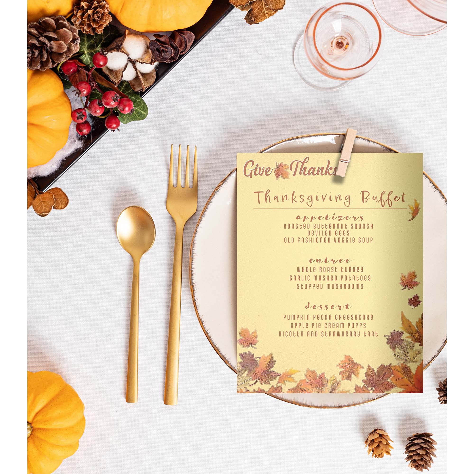 Give Thanks Fall Briefpapier – 50 Blatt Briefpapier für Thanksgiving & Herbstferien