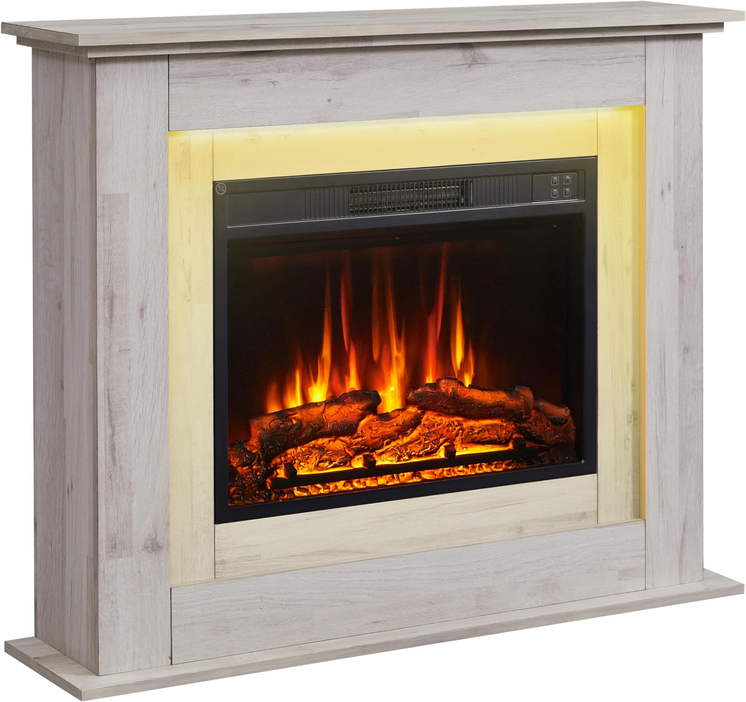 FlameKo Savannah Fireplace with 39" surround and Realistic Flame Effect Heater Grey Bronx Oak Multiple Colours Available