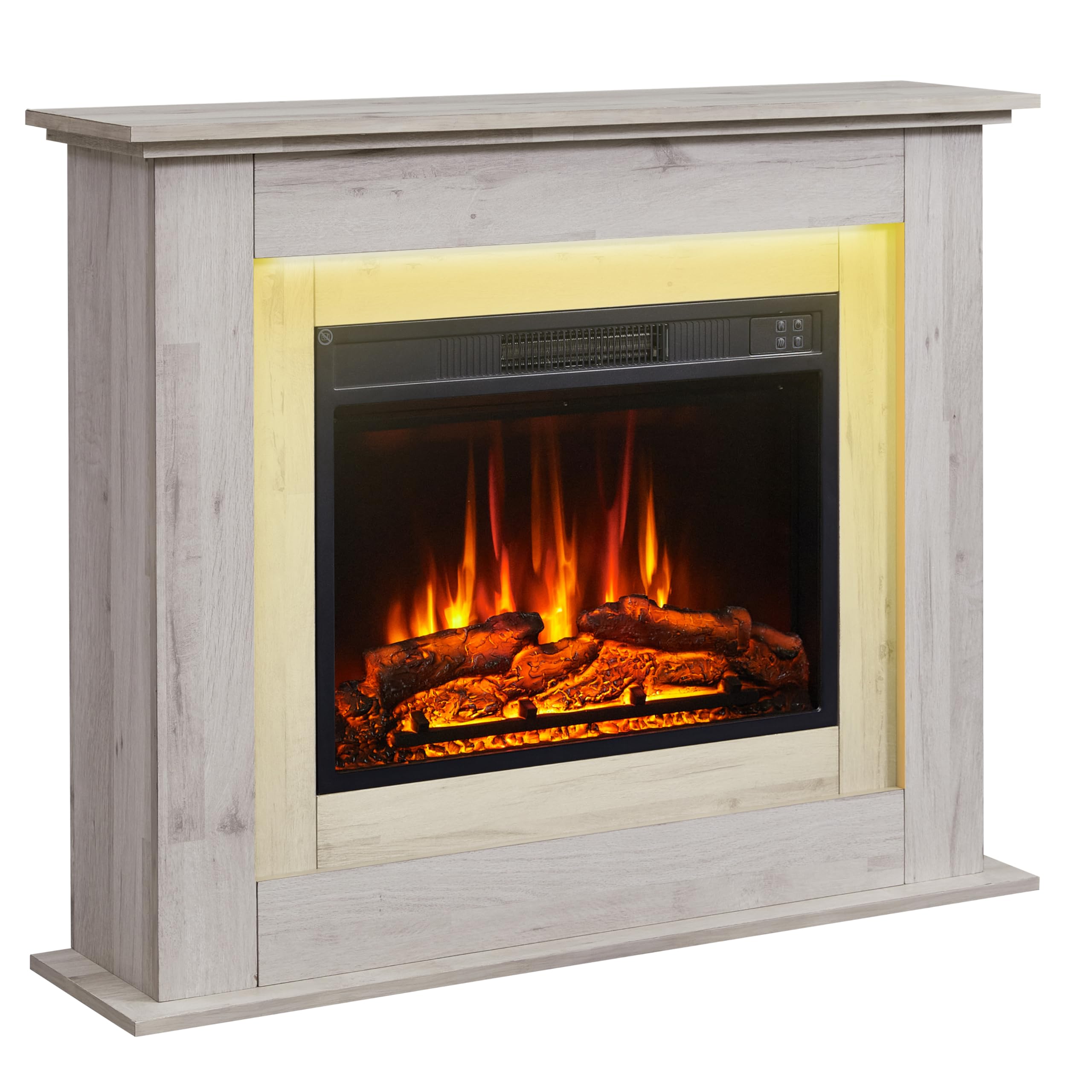 FlameKo Savannah Fireplace with 39" surround and Realistic Flame Effect Heater Grey Bronx Oak Multiple Colours Available