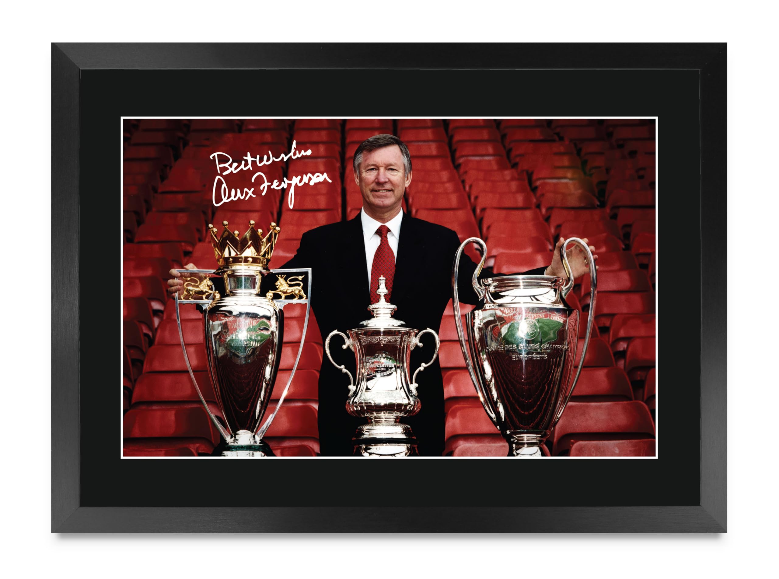 HWC Trading Sir Alex Ferguson Red Devils Gifts Printed Signed Autograph Picture for Football Fans and Supporters - A3 Framed (ID-009300)