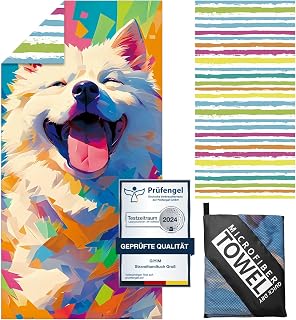 Strandhandtuch Groß - 180 x 100 cm Strandtuch Mikrofaser mit Tasche, Saugfähig und Schnell Trocknende Strandtücher, Weiches & Leichtes Beach Towel für Strand, Schwimmen (Hund)