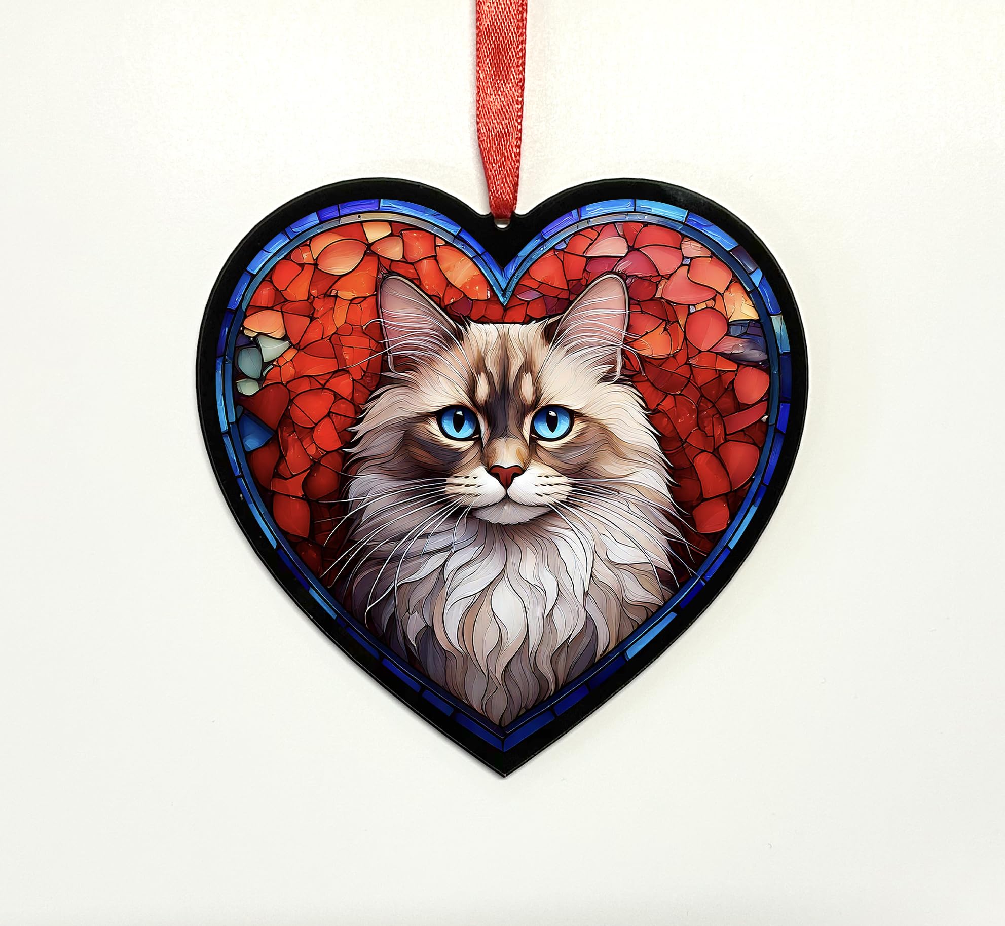 Ragdoll Cat Heart Suncatcher - Memorial or Gift for Cat Lovers - 19cm