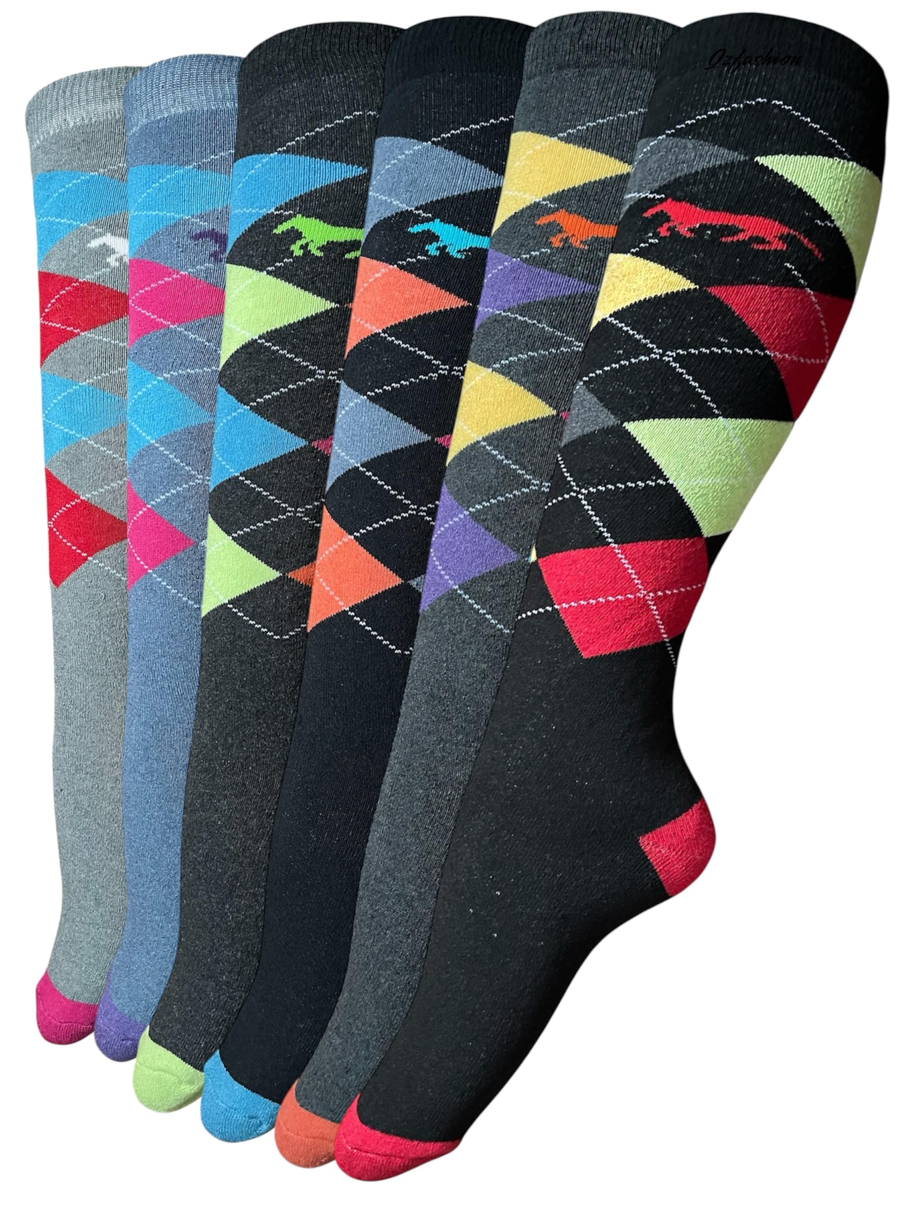 QZ FASHION 3 Pairs Ladies equestrian thermal socks, ski socks, warm cosy UK size 4-7