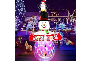 8 FT Christmas Inflatables Colorful Snowman with Penguin Outdoor Decorations