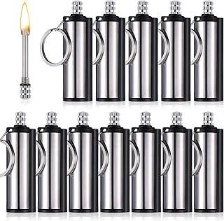 Nuanchu 12 Pieces Permanent Metal Match Forever Matchstick Permanent Match Keychain Matchstick Flint Fire Starter Forever Waterproof Match for Camping, Barbecue, Survival or Emergency