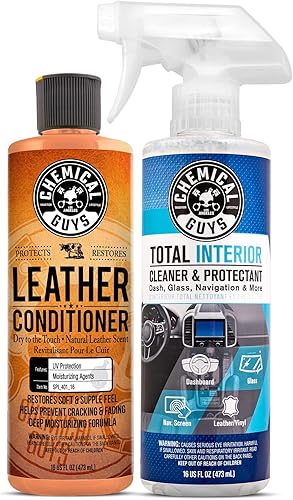 Chemical Guys SPI_401_16TI - Leather Conditioner para interiores de cuero de autos, asientos, botas, bolsos y más, SPI_220_16 Total Interior Cleaner