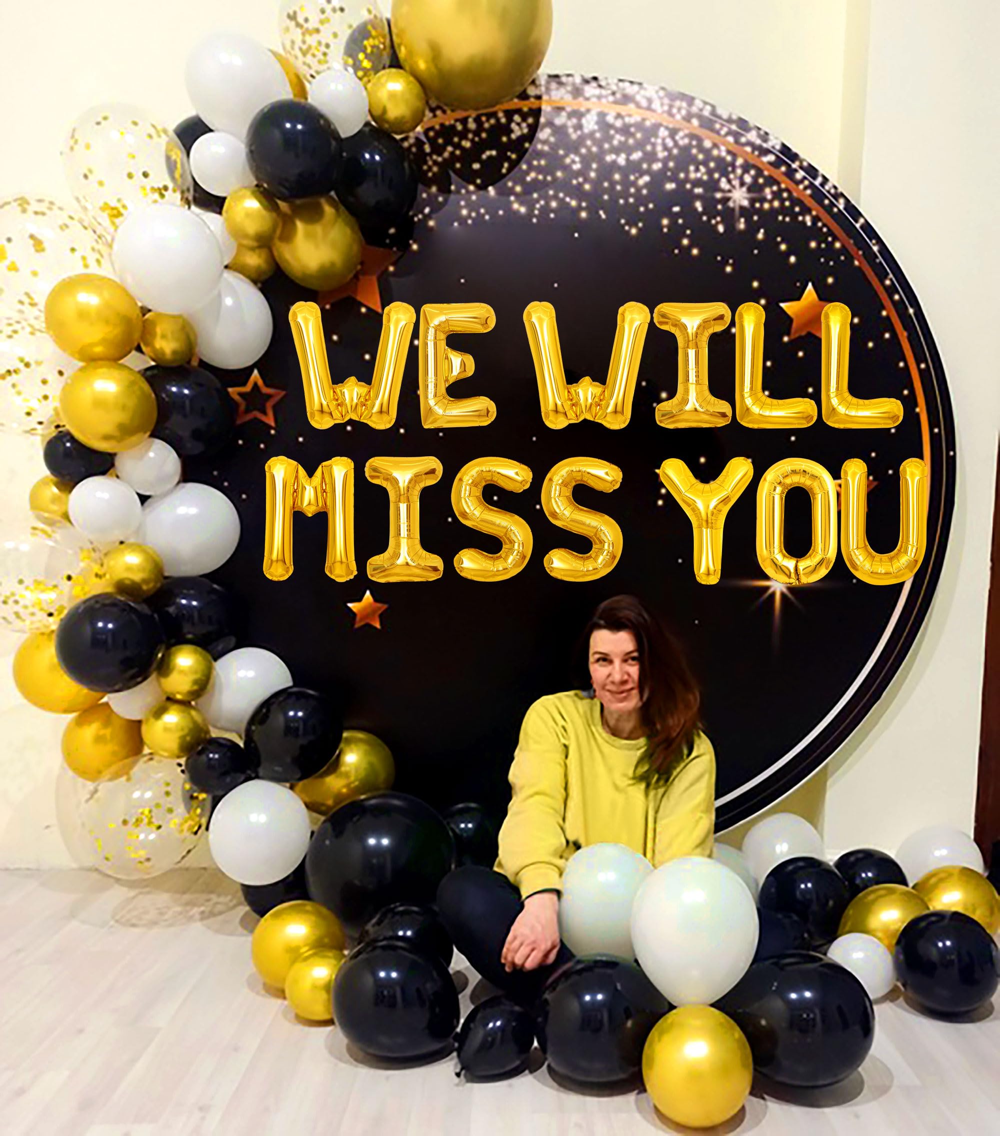 Striscione Con Scritta 'We Will Miss You' E Triangoli Glitter Dorati Per Feste Di Addio - Decorazioni Per Pensionamento, Cambio Lavoro, Laurea, Addio, Con Aghi Di Plastica Per Appenderlo, 3m