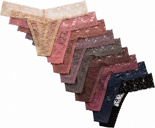 Miniatura 5 de Alyce Ives Intimates Tanga de encaje para mujer, paquete de 10