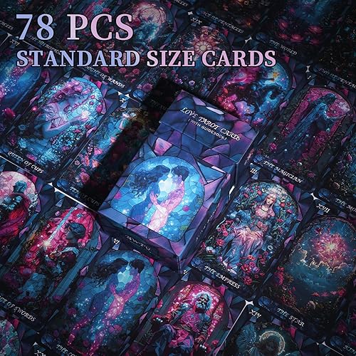 Miniatura 4 de Cartas de tarot de amor con libro guía para principiantes, original y único, tarot rosa, baraja Oracle con bonito borde de lámina dorada,