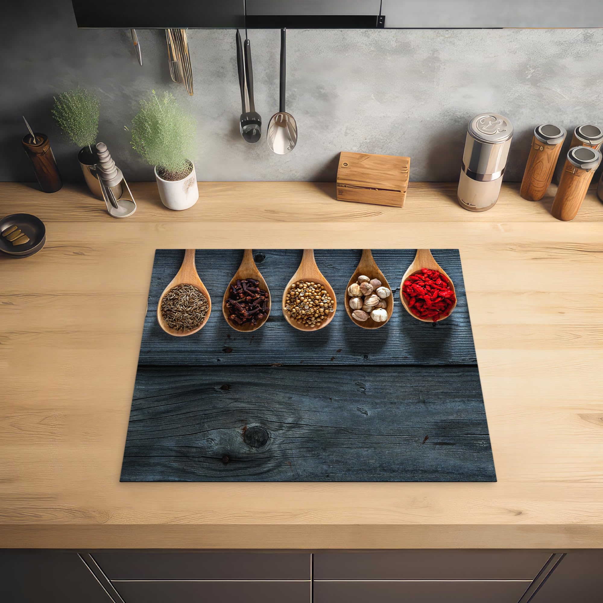KitchyMist Protège Plaque Induction Mur De Pierres Noires 60x52cm - Décoration & Protection Cuisine