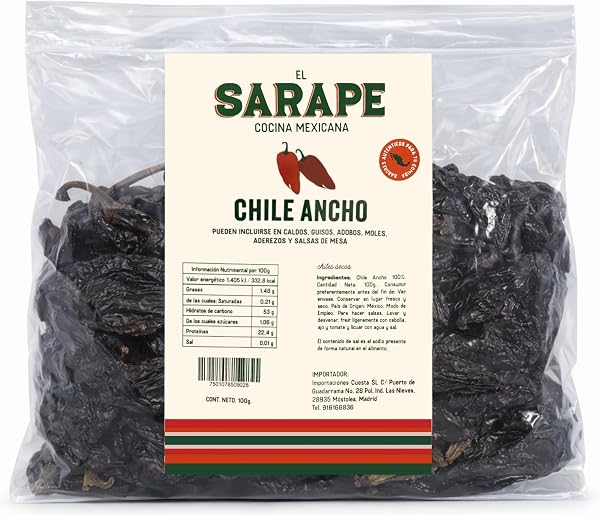 Chile Ancho 100 g - Auténtico Chile Deshidratado para Salsas, Moles y Guisos Tradicionales - Pack Laborawi (Chile Ancho) - 1