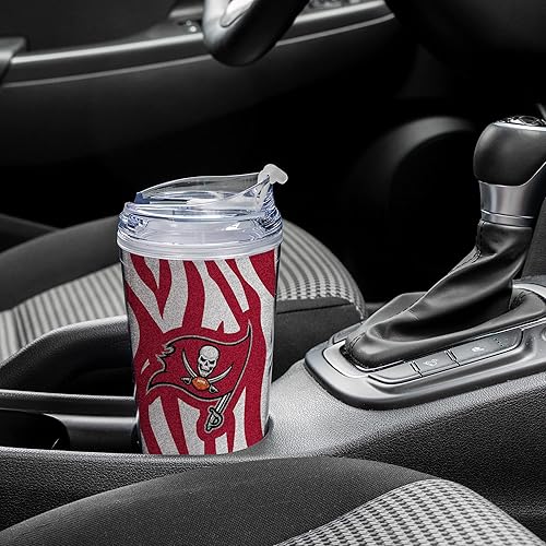 Miniatura 123 de Rico Industries NFL - Vaso de purpurina acrílica de 24 onzas con tapa con bisagras, vaso de doble pared con licencia oficial y popote Tie Dye