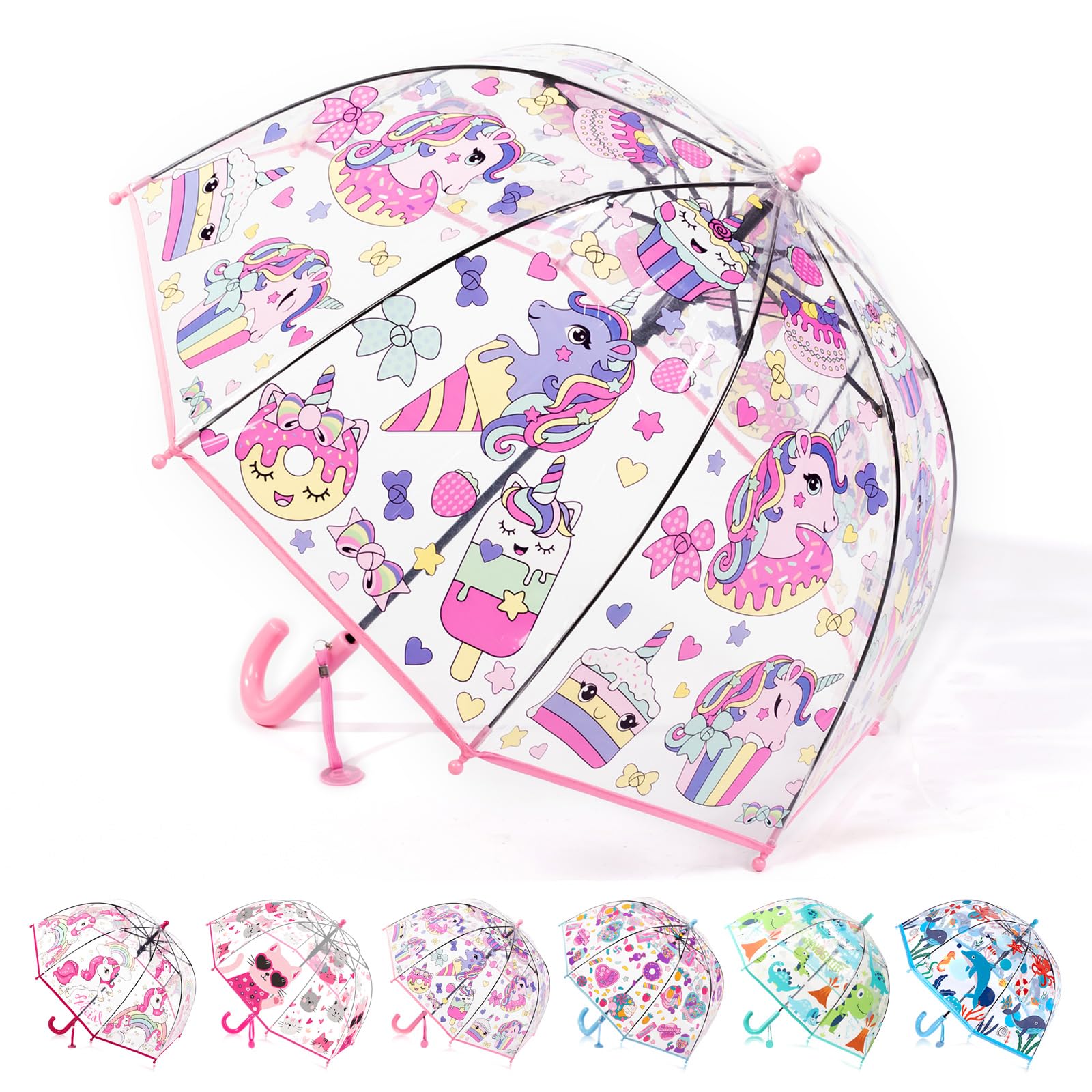 Kids Clear Bubble Umbrella for Girls & Boys, Transparent Dome Umbrella for Kids Ages 3–10, Auto-Open Windproof Rain Umbrellas, Lightweight Toddler Umbrellas for School, Outdoor Use