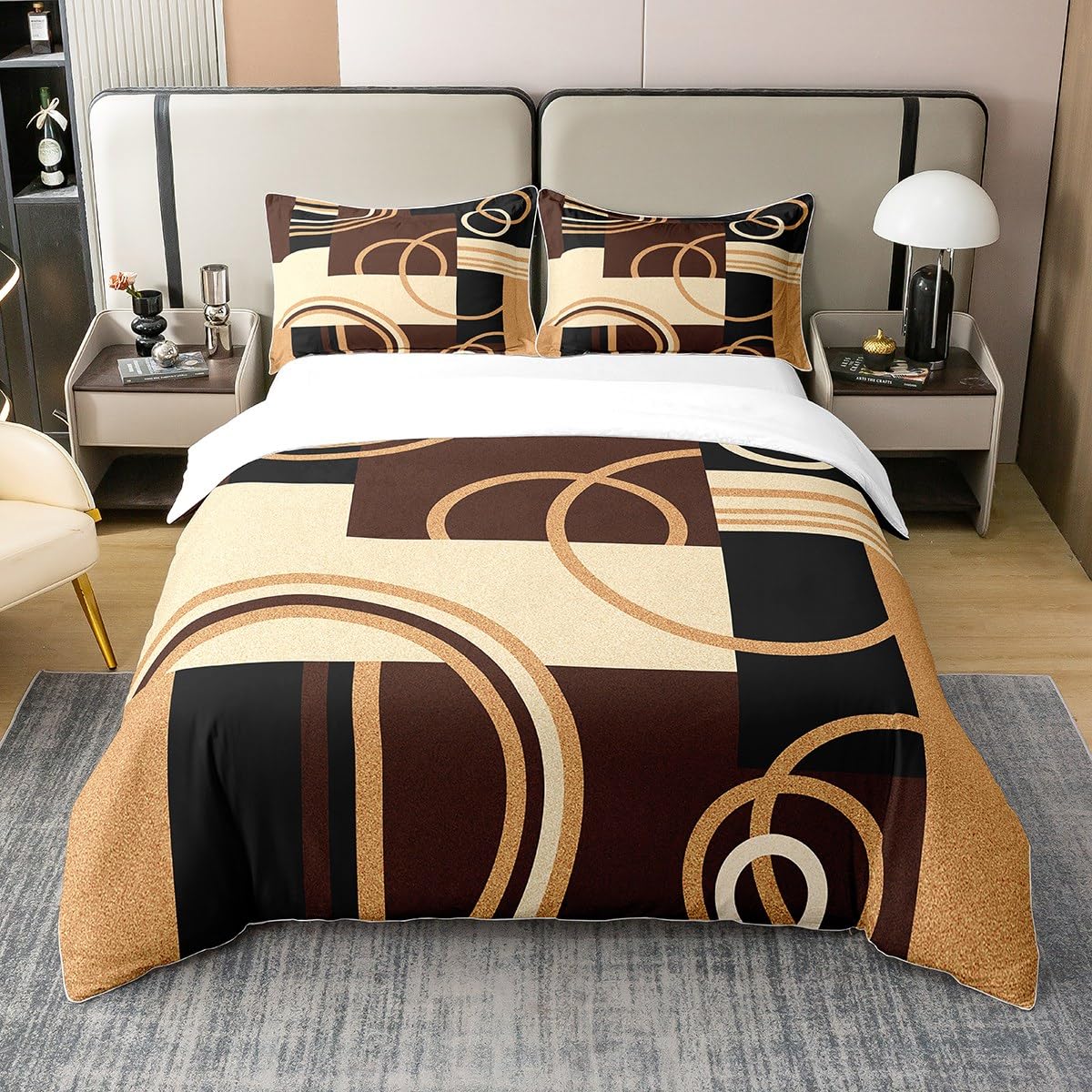 Housse de Couette 240x260 pour une Chambre Parentale Moderne aux Tourbillons Rétro