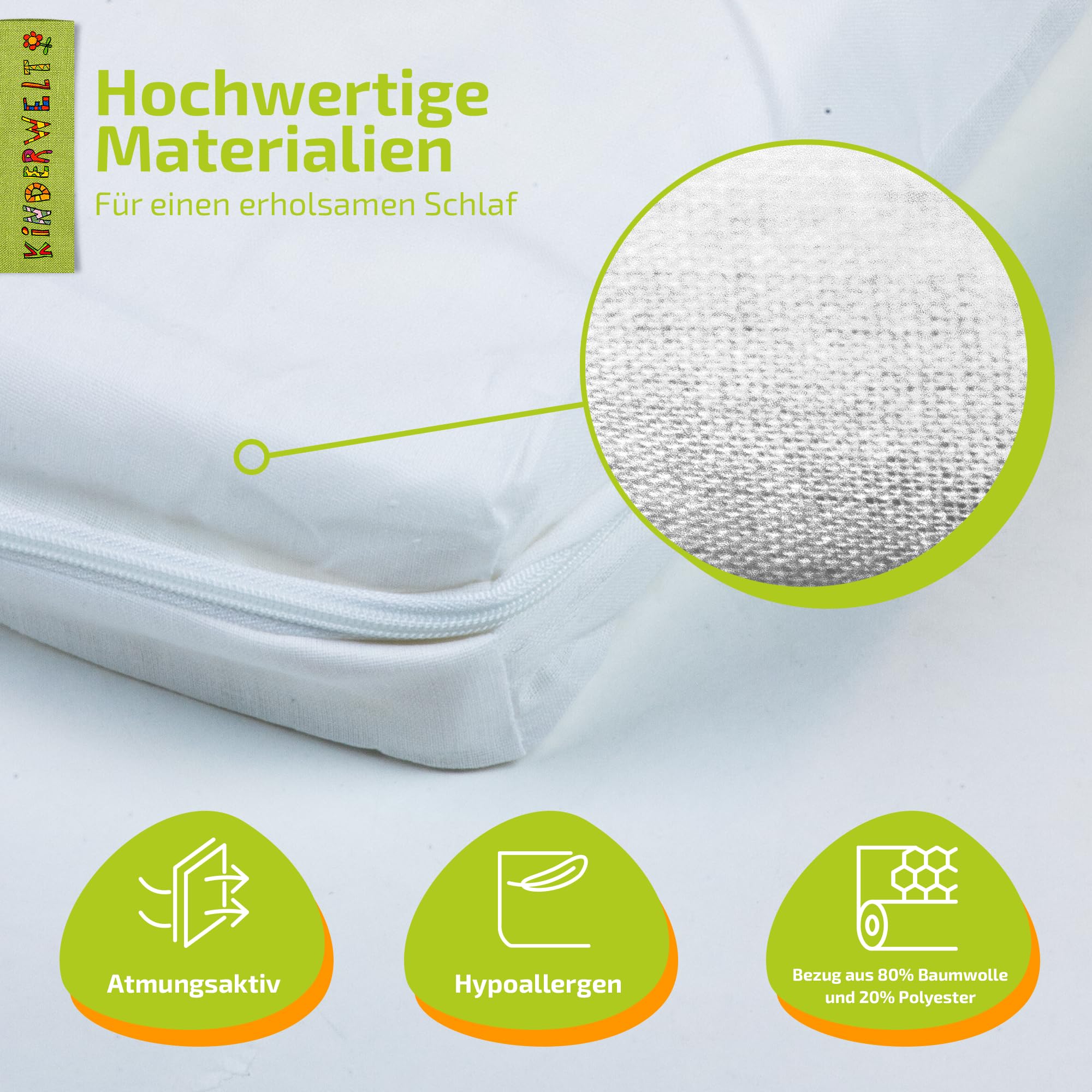 KiNDERWELT Babymatratze 120x60 cm, Schaumkernmatratze, Matratze für Babybett, Schaumstoffmatratze Baby und Kleinkinder, Made in Germany