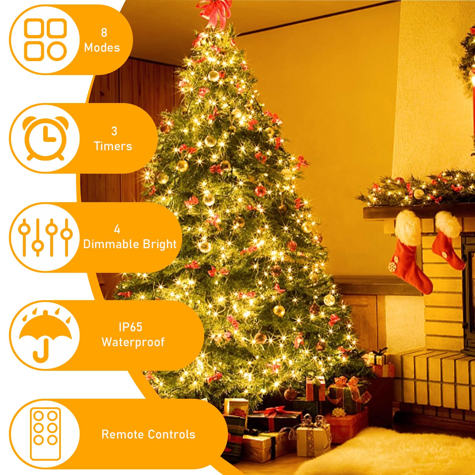 Bzavor Led Lichterkette Strom 105M 1000 LED mit Fernbedienung Timer Merkfunktion Steckdose IP65 Wasserdicht für Innen und Außen,Niederspannung,Led Lichterkette mit Stecker für Weihnachten Deko