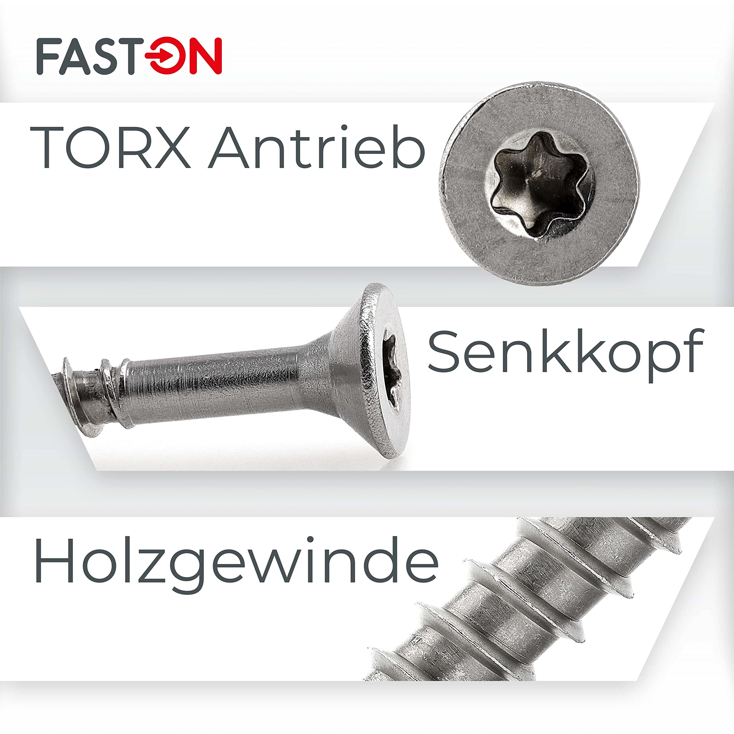 Spanplattenschrauben 5x140 mm Holzschrauben Torx Schrauben Holz (100 Stück) Universalschrauben Selbstschneidende Schrauben Edelstahl FASTON®