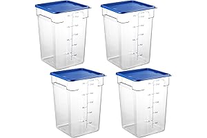 CURTA Square Storage Container: 22 Qt Food Storage with Blue Lid (Set of 4)