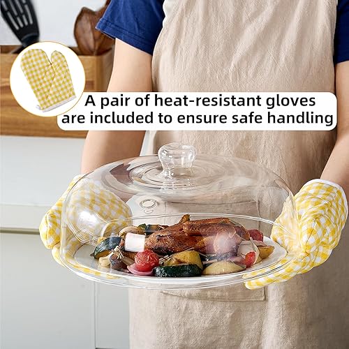 Miniatura 5 de Cubierta de vidrio para salpicaduras de microondas de 12 pulgadas para alimentos, 5 pulgadas de alto, sin BPA, no tóxica, no plástica, tapa de