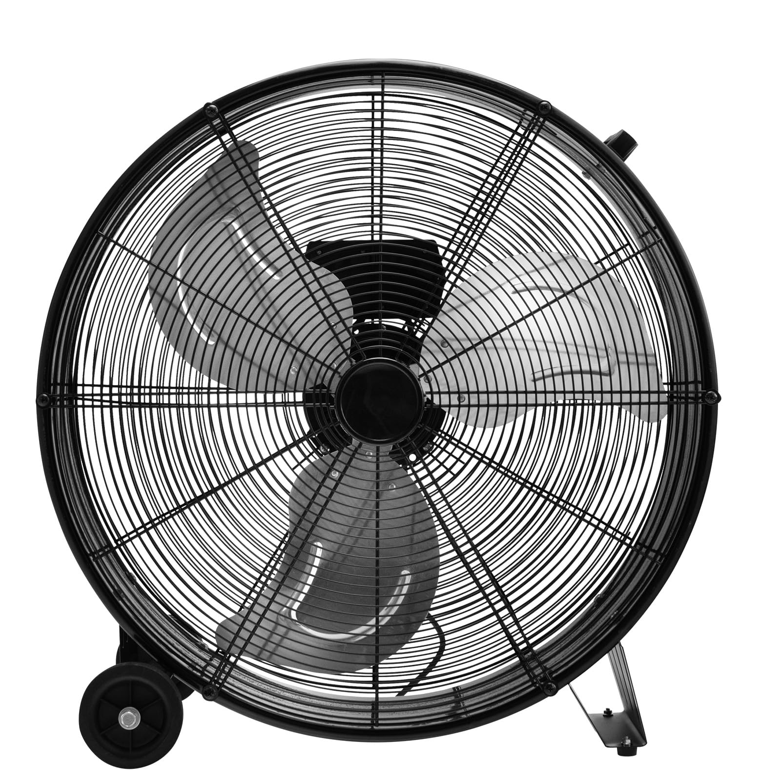 SOARS Ø60 cm Bodenventilator mit Rollen, Mobile Windmaschine mit 3 Windgeschwindigkeiten, Ventilator Metall Industriell, Standventilator für Lager, Werkstatt, Keller (Schwarz)