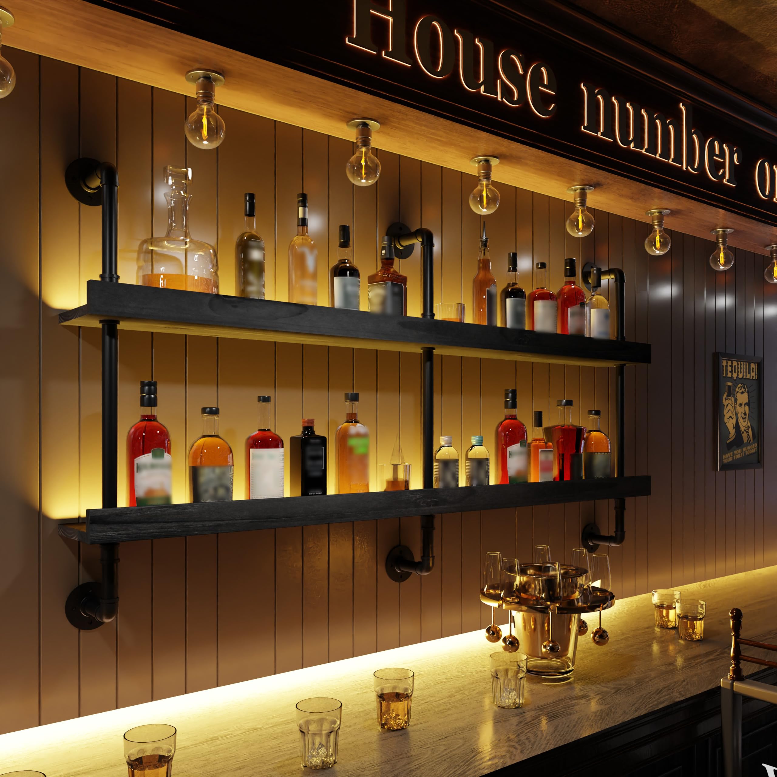 Photo 1 of Anynice 60 Inch LED Bar Shelf and Wine Rack