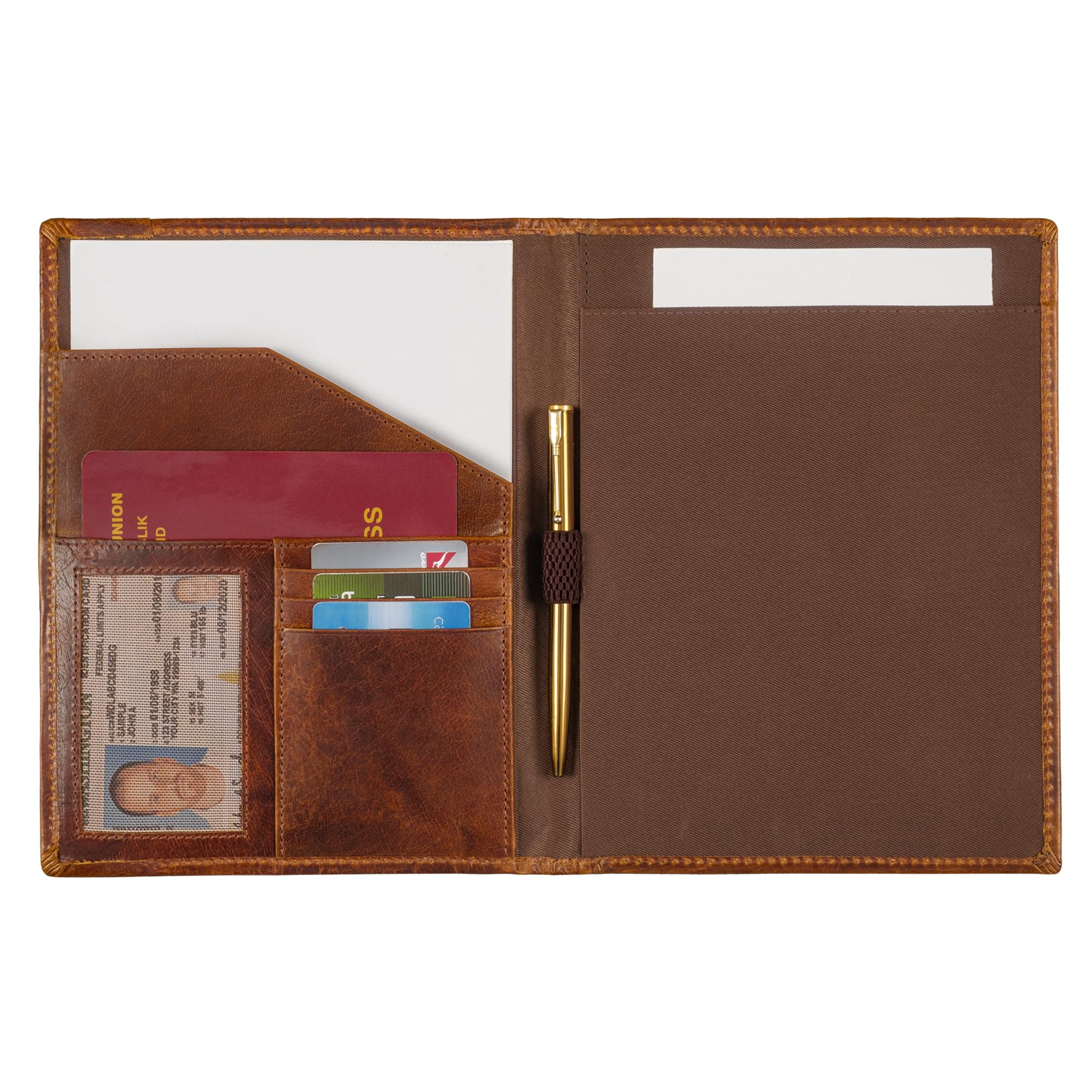 STILORD 'Bernhard' Porte-Documents A5 en Cuir Business Organisateur de Conférence Porte-Document en Cuir Véritable Pochette, Couleur:Cannes - Marron