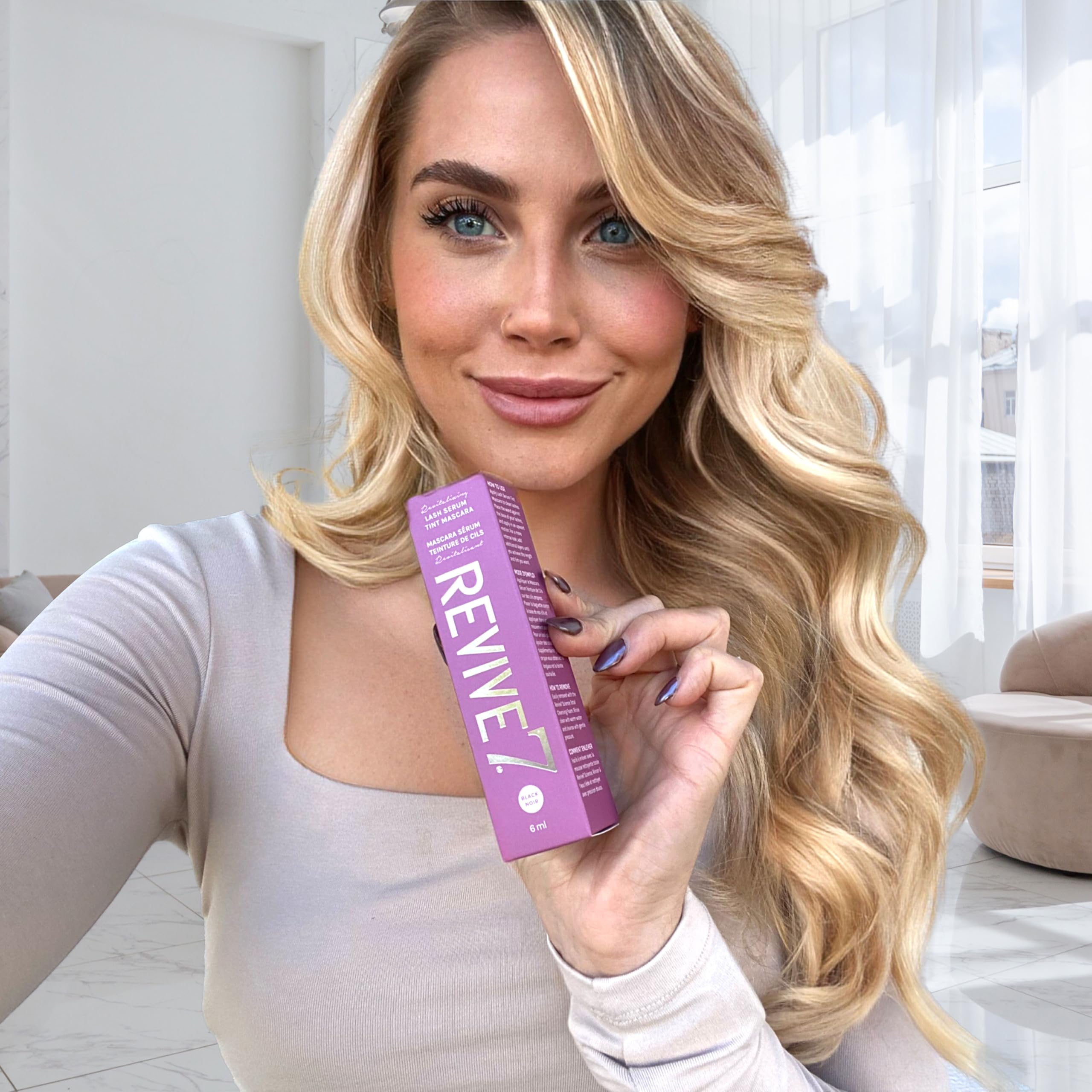 The Original Revive7 Lash Serum Tint Mascara - Lengthening, Tinted, Thickening Lash Serum Formula Eye Makeup Waterproof Mascara For Length & Volume Makes Lashes appear Longer and Thicker 6 ml (Black)