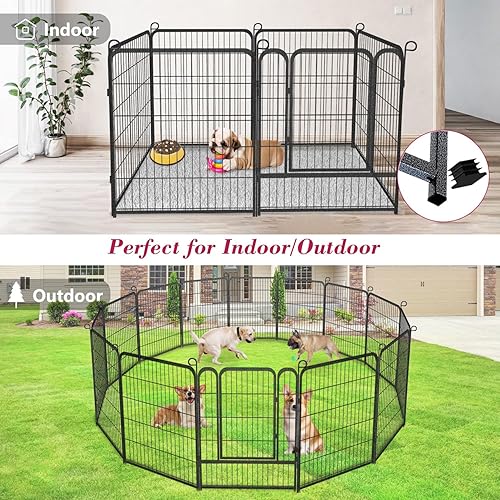 Miniatura 5 de Corral para perros con valla para perros al aire libre, 10 paneles de corrales para cachorros de 32 pulgadas, corral para mascotas para perros