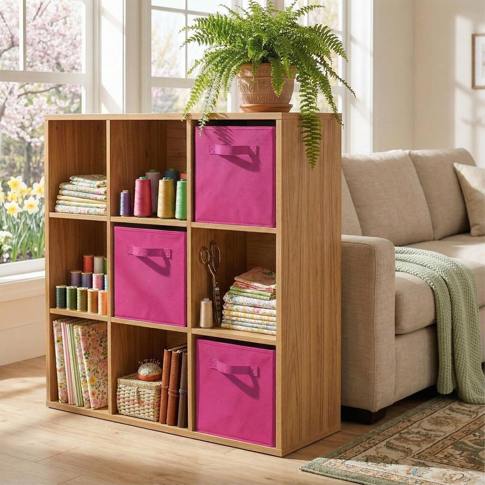 powerking Bacs de rangement, cubes de rangement pliables en tissu et tiroir de rangement en tissu pour placard et jouets Fuchsia