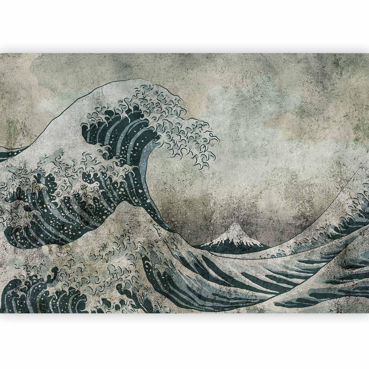 artgeist Wall Mural Great Wave of Kanagawa 154x110 in - XXL Peel and Stick Self-Adhesive Wallpaper Removable Large Sticker Foil Wall Decor Print Picture Image Design Vintage Blue Beige p-C-0043-a-a