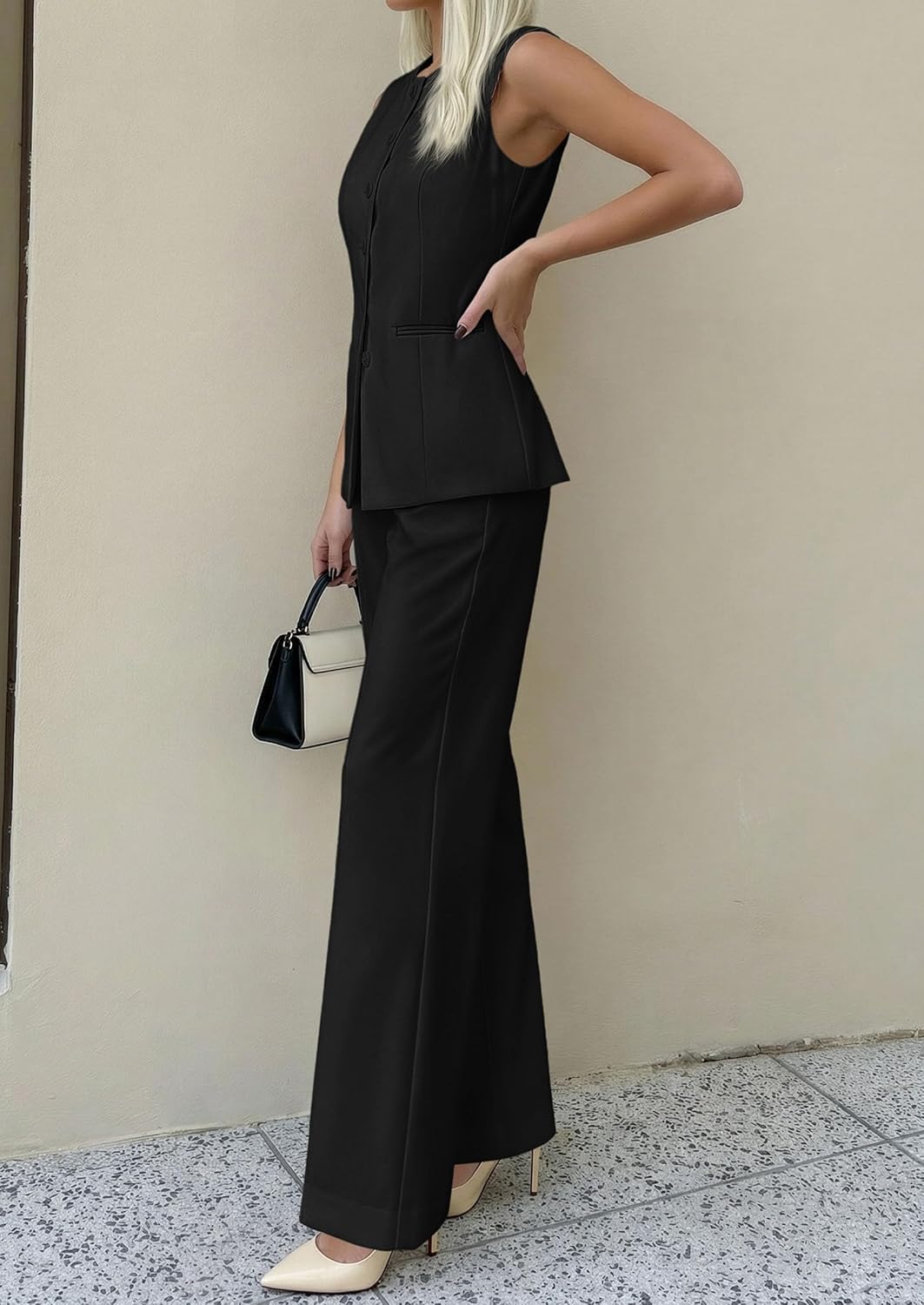 PRETTYGARDEN Women's 2 Piece Sets Summer 2026 Work Clothes Sleeveless Blazer Vest Pants Suits Spring Business Casual Outfits - Image 4