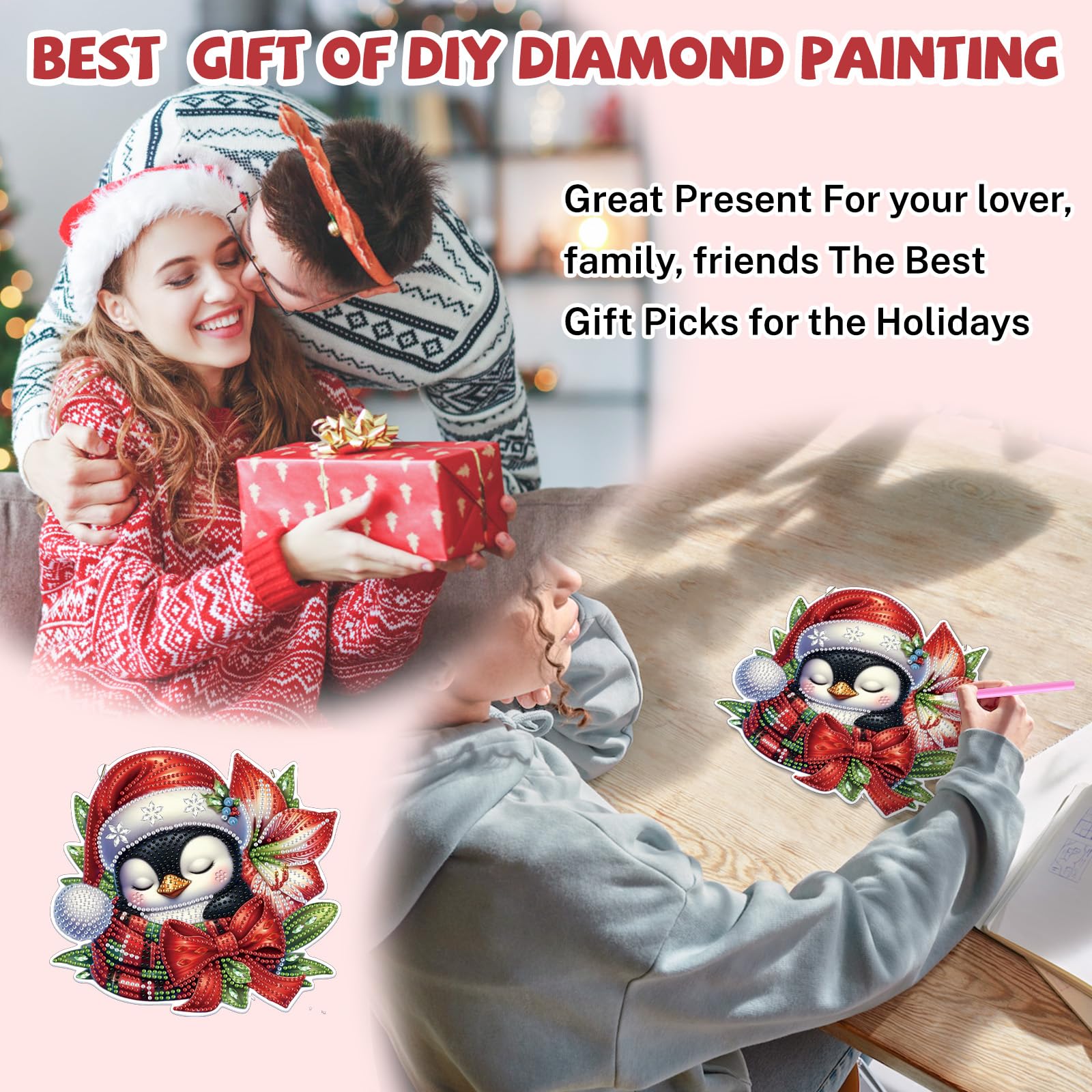 Lxmsja Christmas Diamond Art Hanging Ornaments for Adults Kids Christmas Diamond Painting Penguin Kits - Image 4