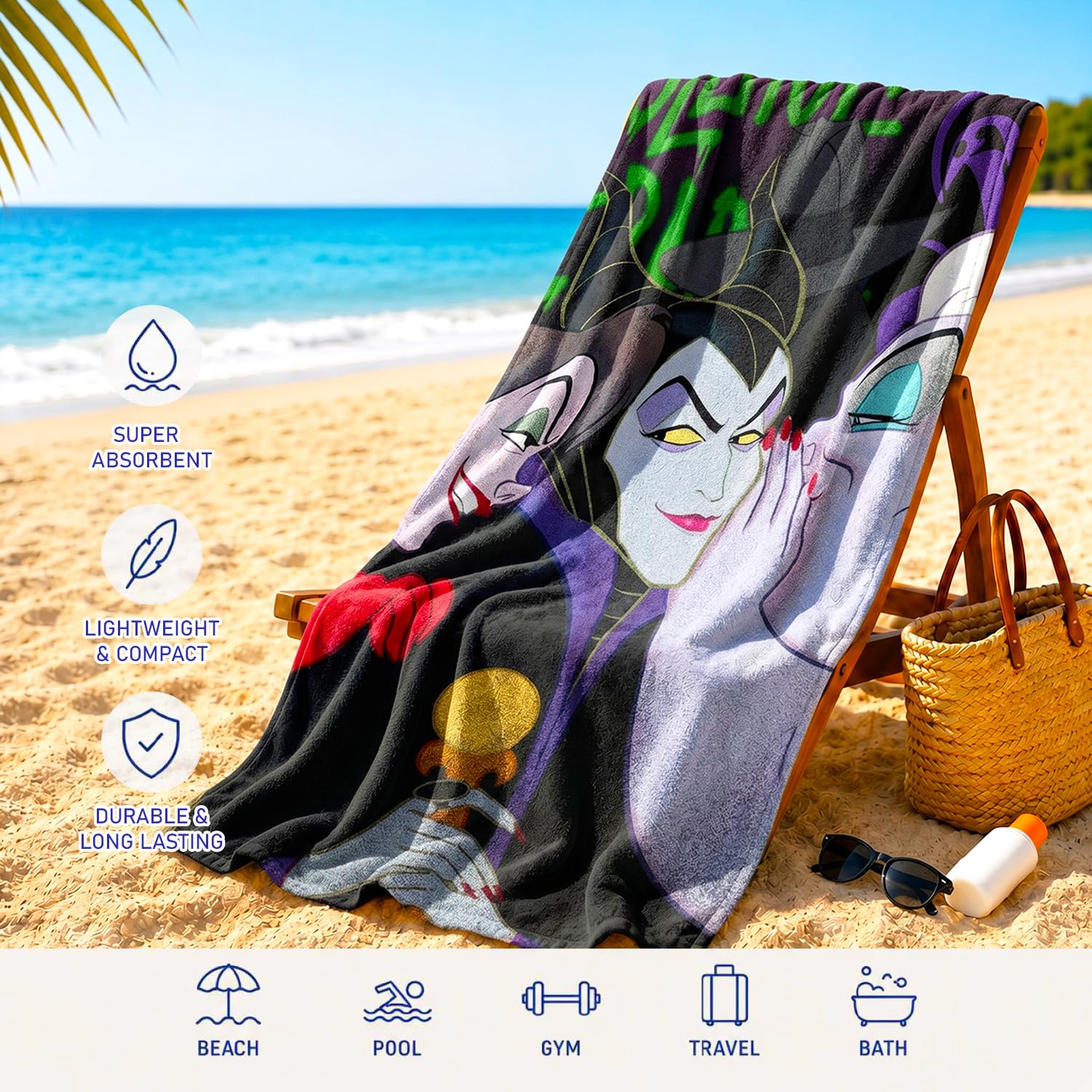 Amazon.co.jp: Disney Villains ビーチタオルセット - 27インチ x 54