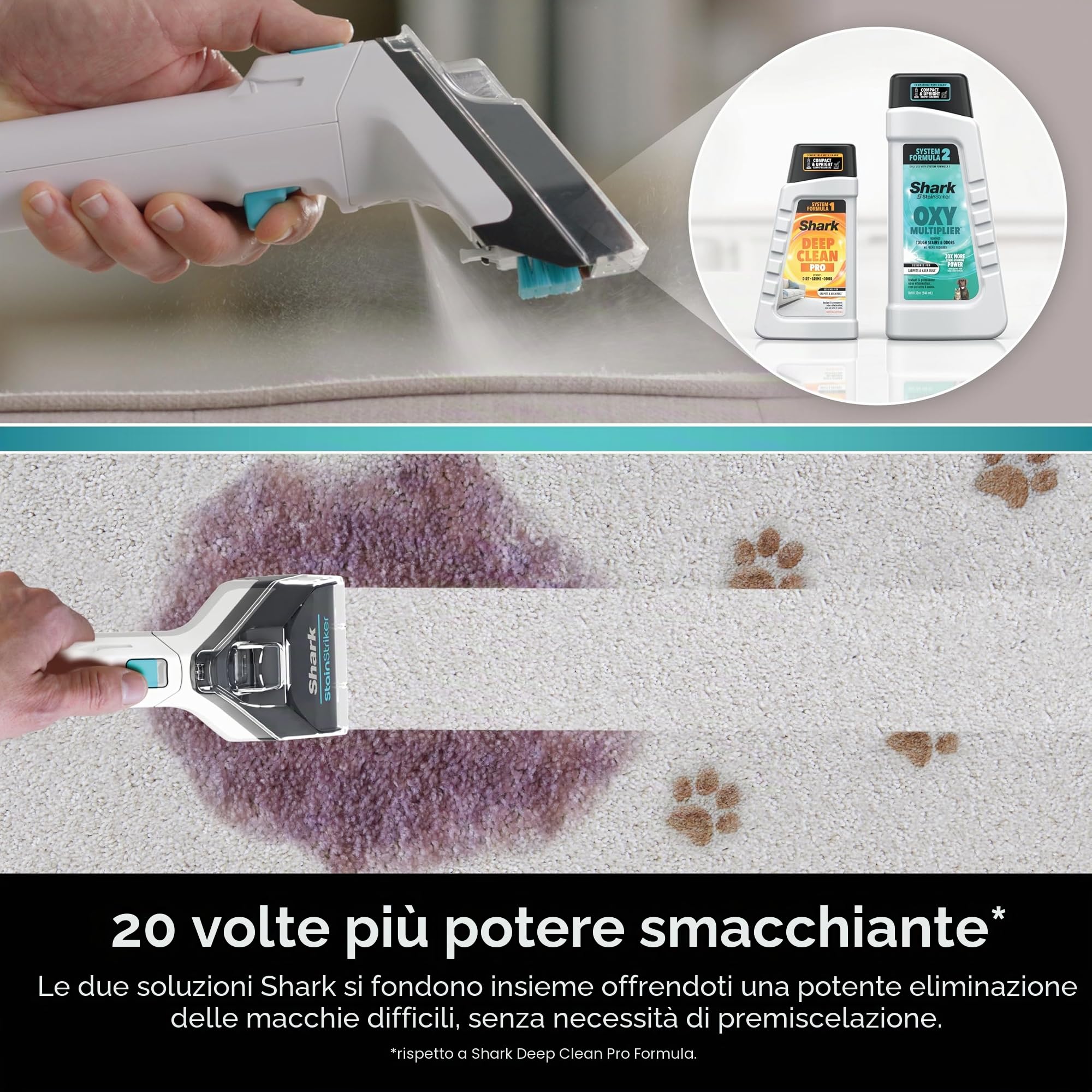 Shark PXCMBUNDLE StainStriker Pacchetto completo per detergenti portatili Shark StainStriker, per tappeti e tappeti, elimina sporco e odori degli animali domestici, moltiplicatore OXY da 907,2 g e
