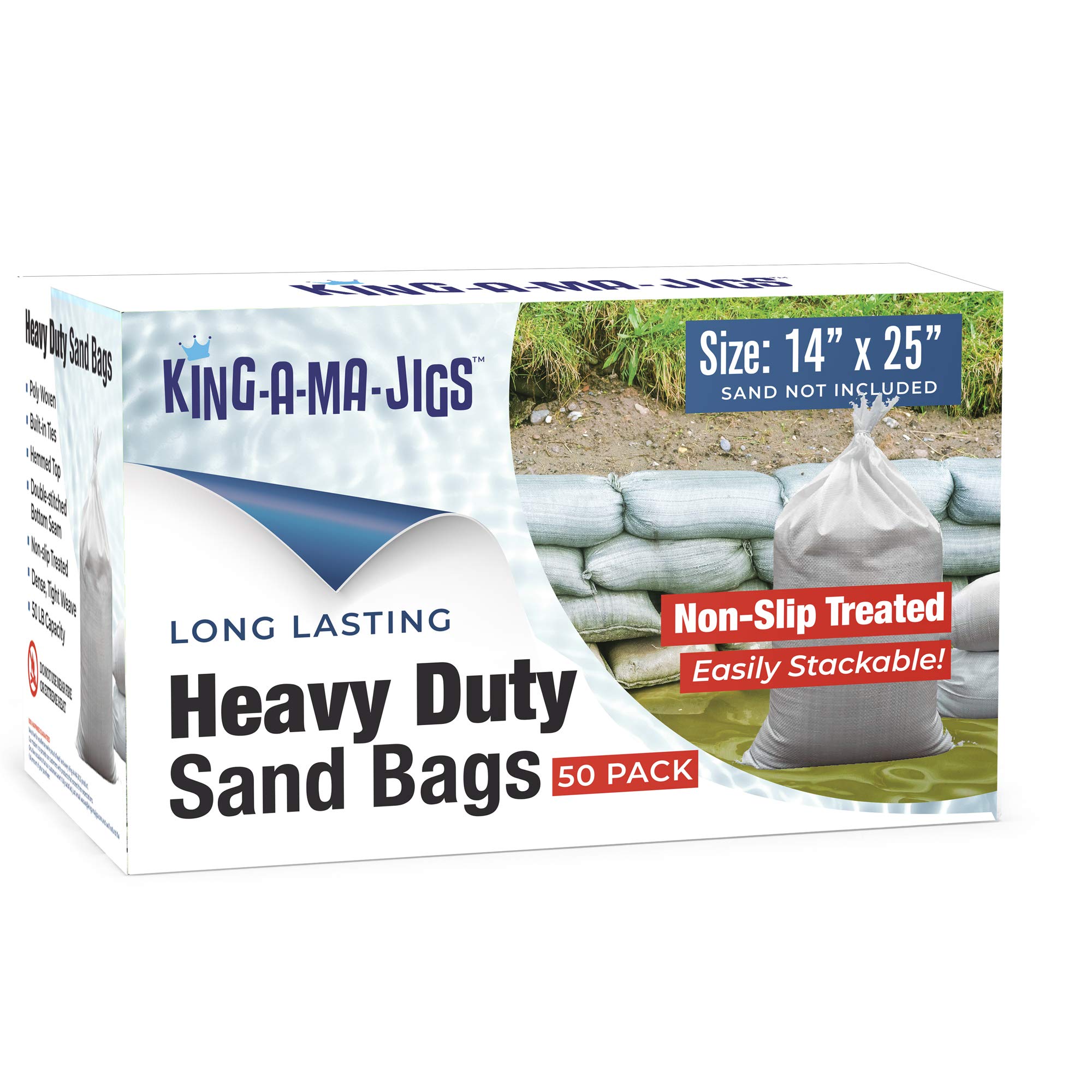 Buy (50 Pack) Heavy Duty Empty Sandbags with Ties NonSlip Treated