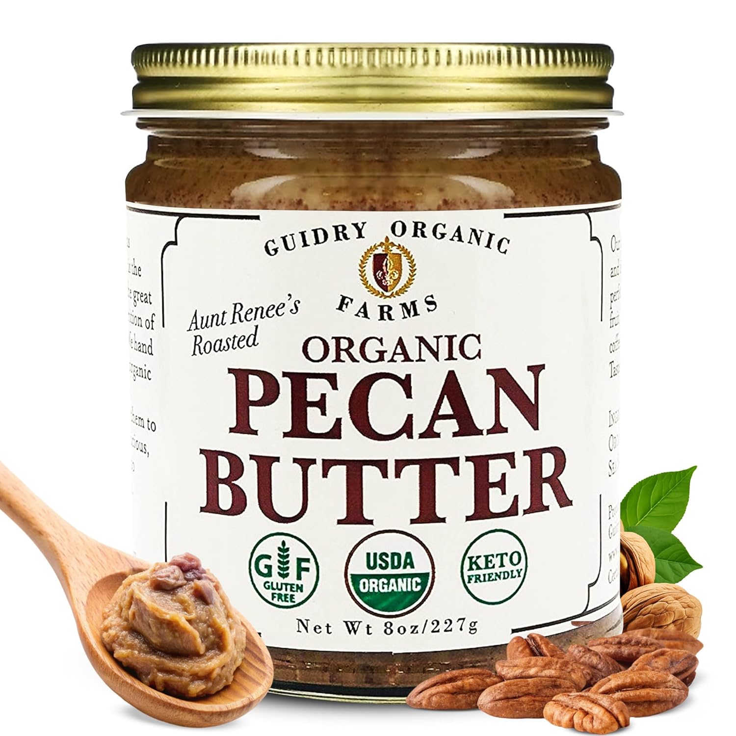 USDA Certified Organic Pecan Butter, Handmade, Small batches, Keto Friendly, Gluten Free, All Natural, made of Organic Pecans, and Sea Salt, no other additives! NO SUGAR ADDED