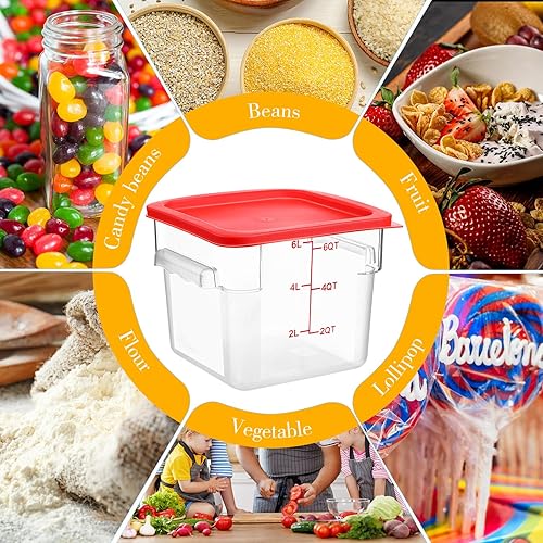 Miniatura 6 de Hsei 6 juegos de recipientes comerciales de almacenamiento de alimentos de 6 cuartos de galón con tapas y 6 cucharas de plástico para congelador,