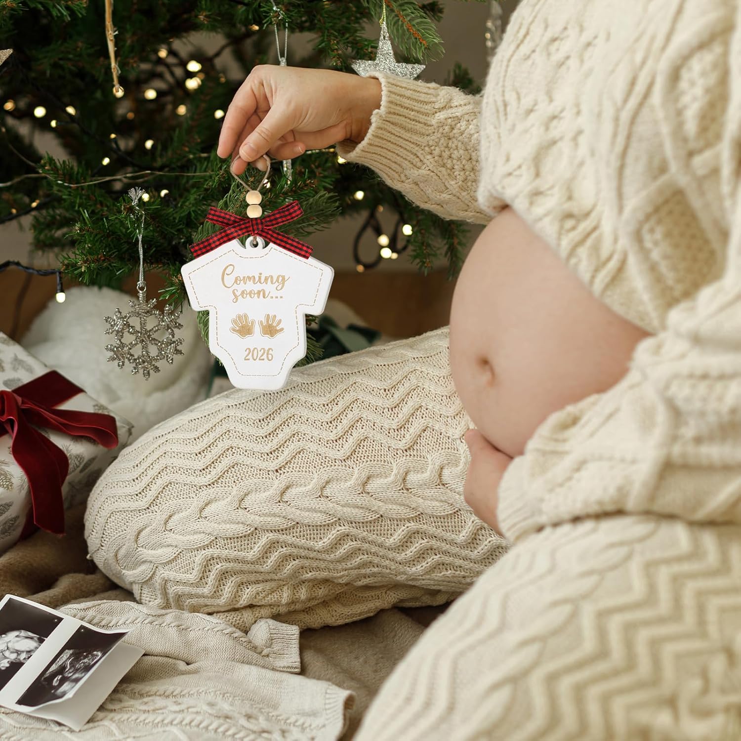 Baby Coming Soon 2026 Ornament, Wooden for Expecting Parents, Baby Pregnancy Announcement Ornament for Husband Grandparents (Newborn) - Image 4