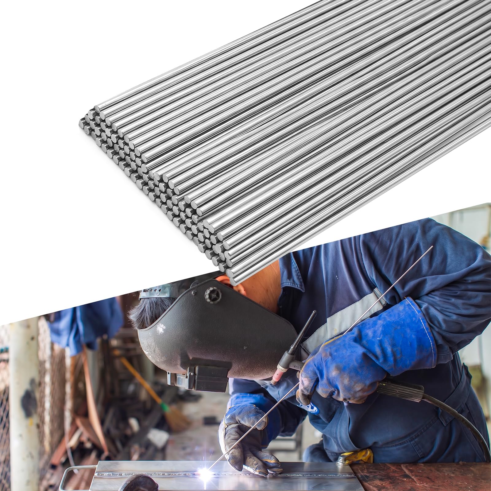 UNIFAMILY 40pcs Stainless Steel TIG Welding Rod ER308L, 3/32"x16" Stainless Steel Welding Rod, Tig Filler Rod Low Splatter Corrosion Resistance, TIG Welding Accessories, Welding Rods