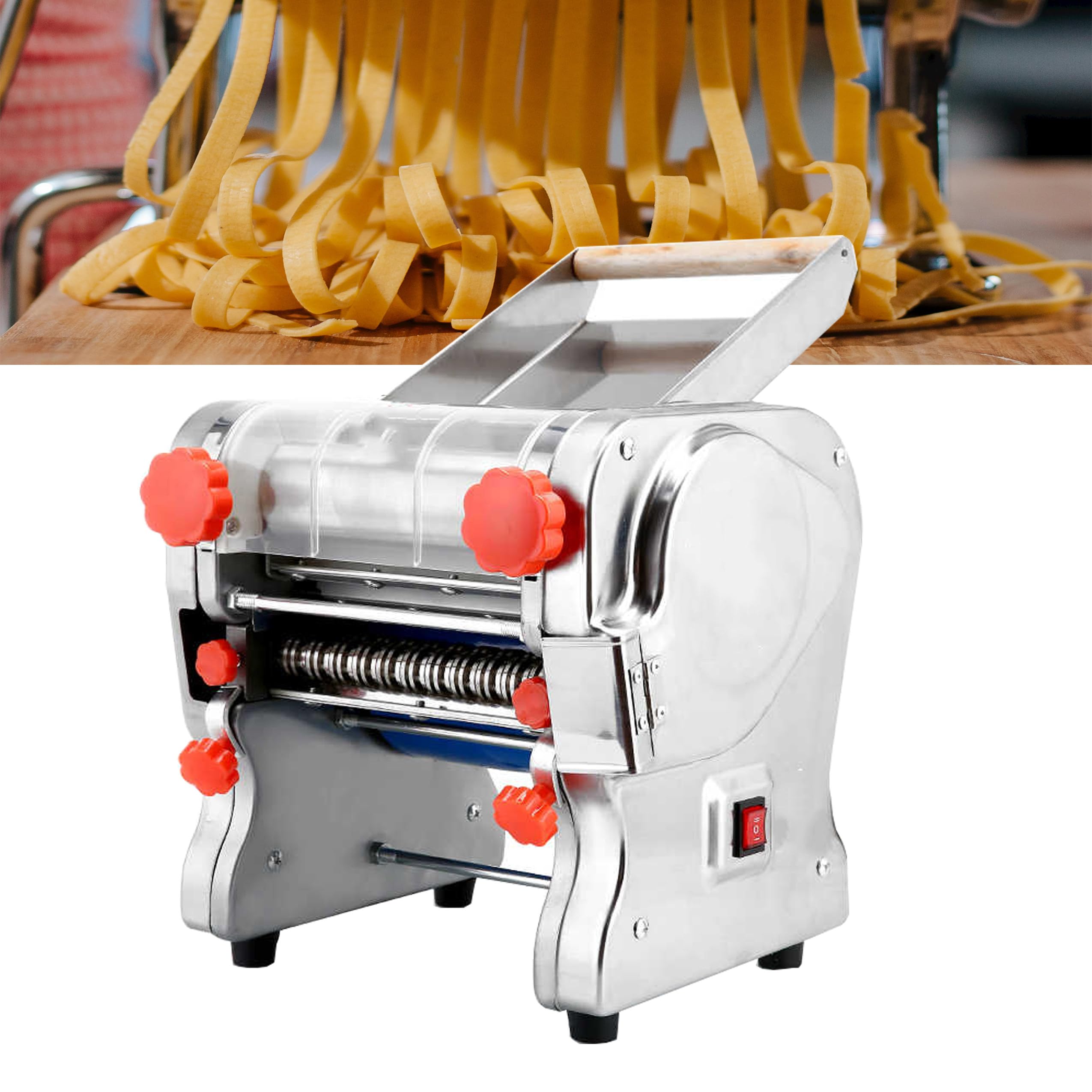 550w/750w Electric Pasta Machine, Stainless Steel Automatic Noodle Machine, Noodle Pressing Maker, for Home Commercial,RollerWidth22cm-KnifeWidth1.5mm