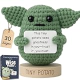 Handmade Baby Yoda Positive Crochet with 30 Fun Affirmations - Funny Friendship Gift for Christmas&comma; Inspirational Birthday Gifts for Women Men &vert; Birthday Gift Idea for Women Friends&comma; BFF&comma; Coworker