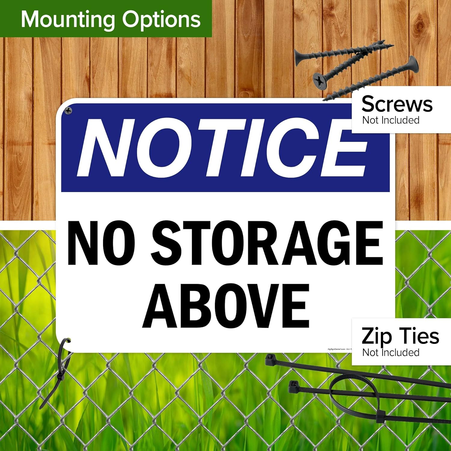 Notice No Storage Above OSHA Sign, 18x24 Inches, 55 mil thick HDPS (high density polystyrene), Made in USA by My Sign Center