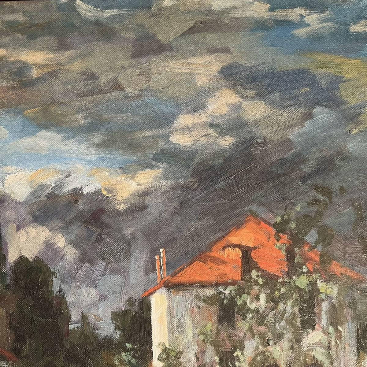 ★秀作★ 手書き油絵 クロード・モネ アルジャントゥイユの家（大）額付き 絵画 ☆秀作☆ 手書き油絵 クロード・モネ アルジャントゥイユの家（大）額