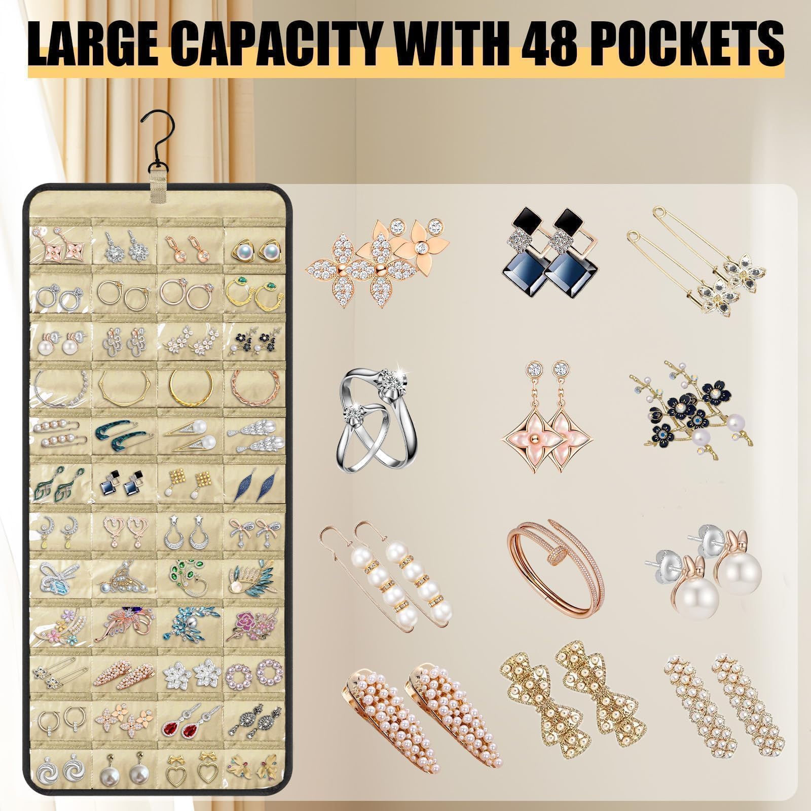 Linkstyle Organizer per Gioielli Appeso, Storage Doppia Faccia per Gioielli, Supporto Orecchini, Collana, Anello, Bracciale