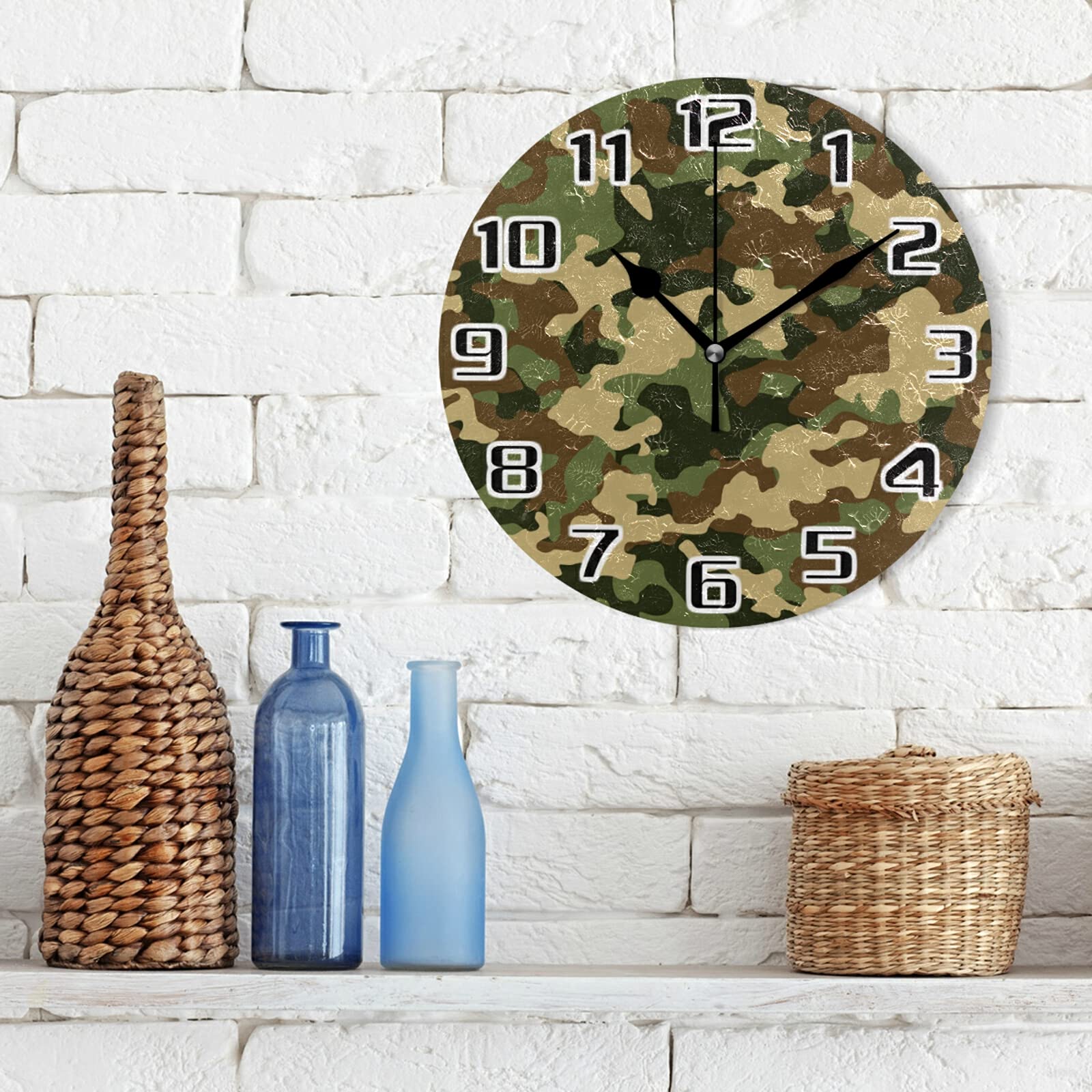 GISPOG Dierlijke Print Ronde Wandklok 10 Inch Stille Niet
