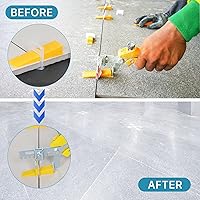 Vista 7 de Sistema de nivelación de azulejos con alicates para azulejos, 600 piezas de clips espaciadores de azulejos, 200 piezas de cuñas reutilizables y 1