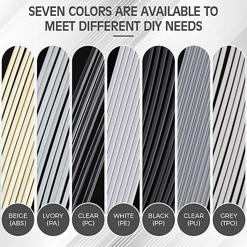 Miniatura 3 de 78 varillas de soldadura de plástico, varillas redondas de 18 pulgadas de diámetro (0.118 in), PU PP ABS PE TPO PA PC, 7 tipos de varillas de