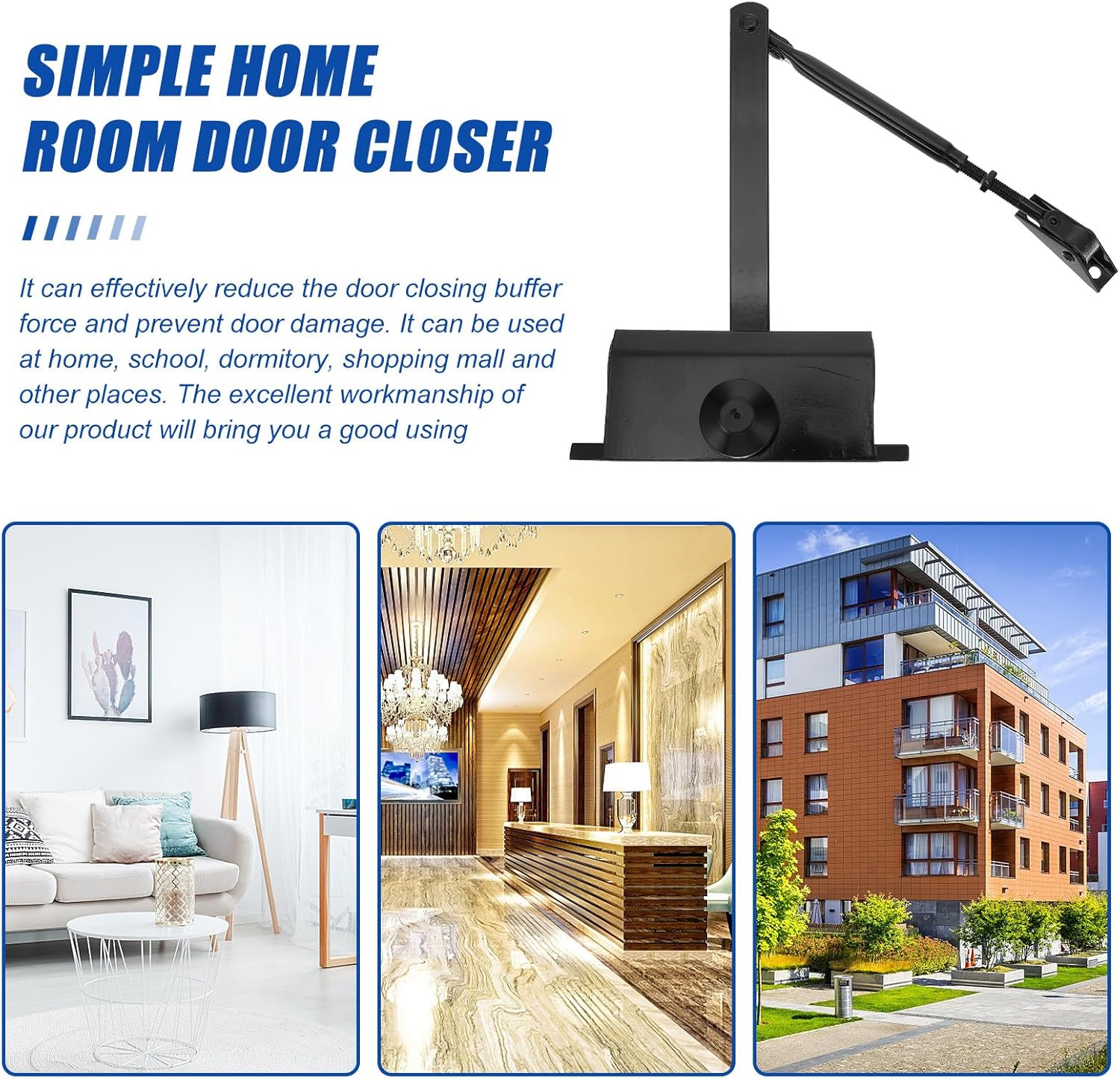 Automatic Door Closer Device Black Small Size Spring Self-Closing Door Closer Soft Close Function