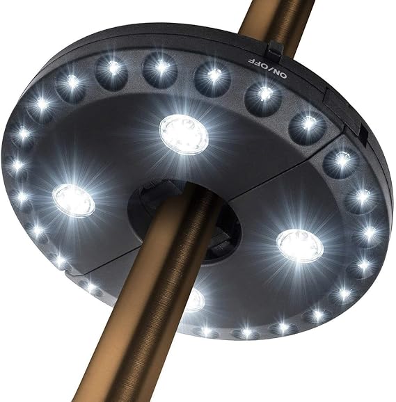 Patio Umbrella Light 3 Brightness Modes Cordless 28 LED Lights-4 x AA Battery Operated,Umbrella Pole Light for Patio Umbrellas,Camping Tents or Indoor Use
