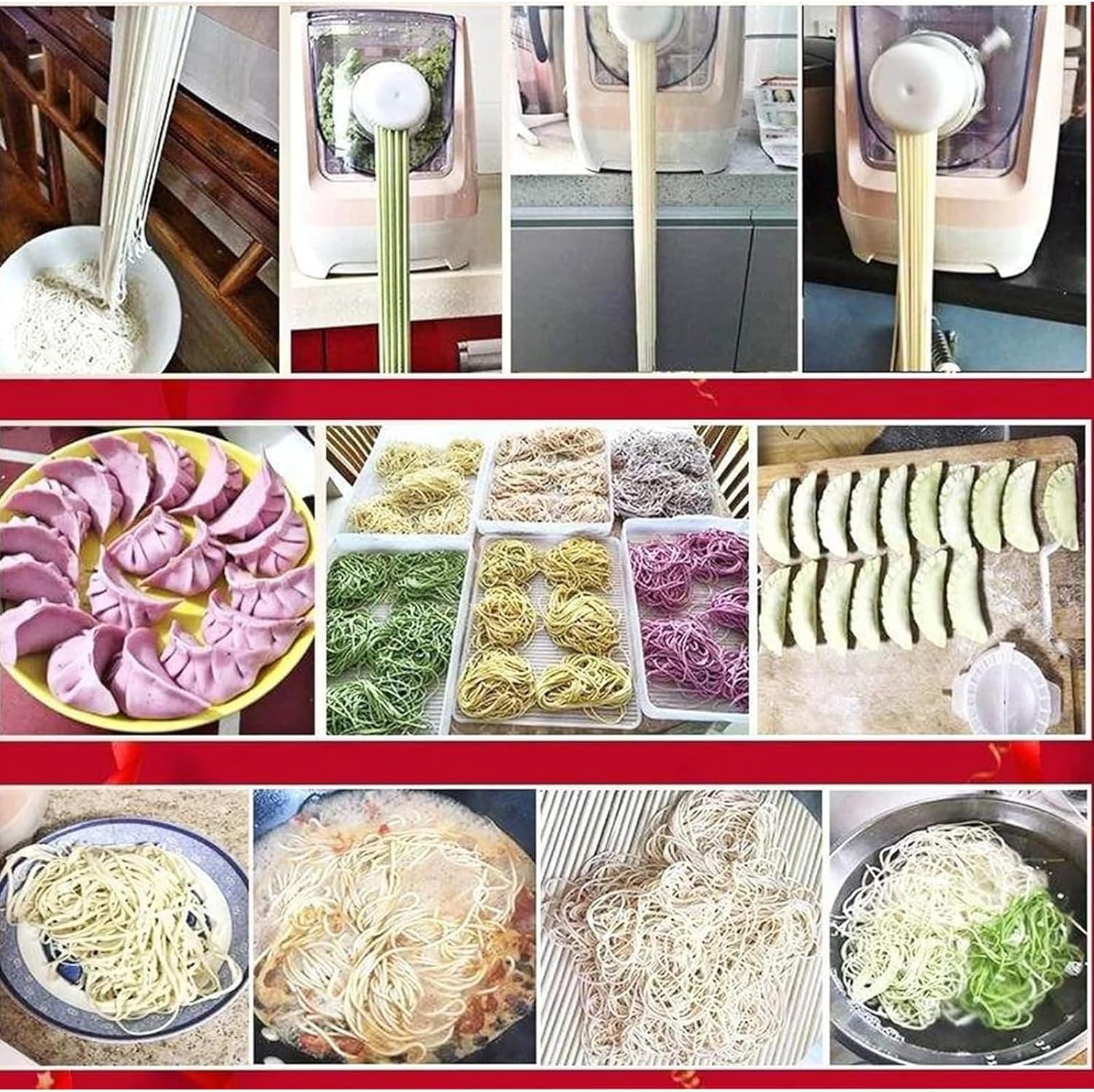 260W Automatic Electric Pasta Maker - Multiple Noodle Shapes, 10-Minute Homemade Fresh Spaghetti, Household Dough Sheeter for Noodles Dumpling Skin Macaroni white
